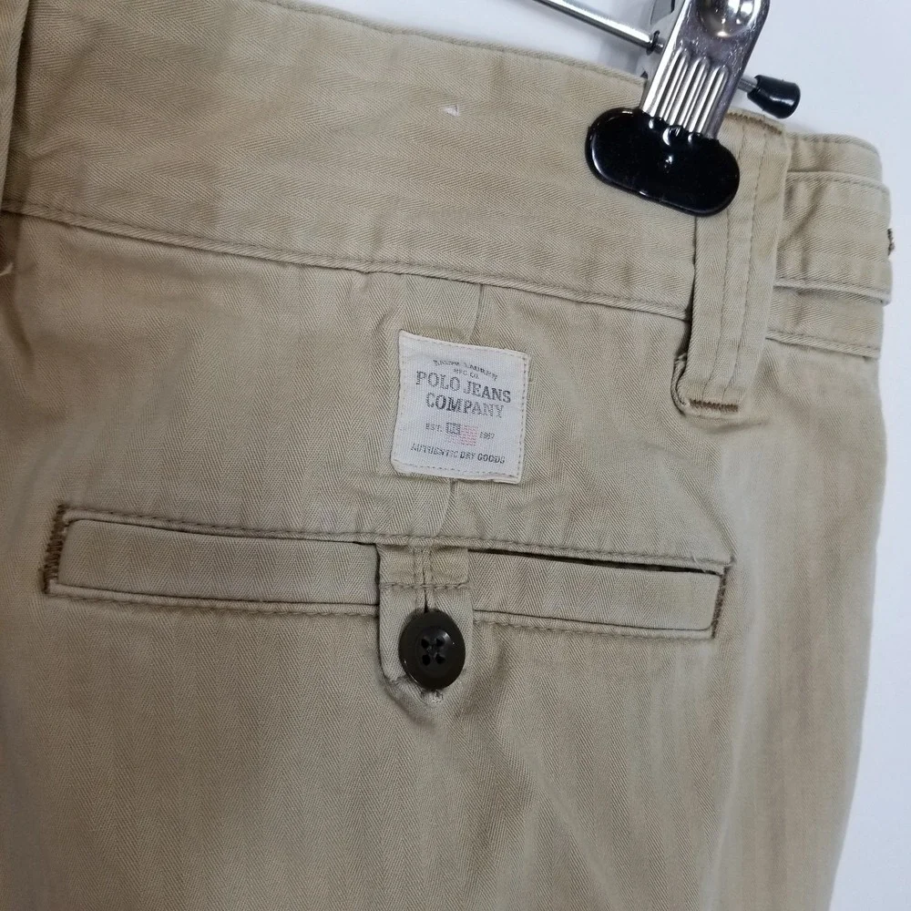 VTG Polo Ralph Lauren Men Cargo Wide Leg Pants Sz 32 x 32 Beige‎ Canvas Y2K